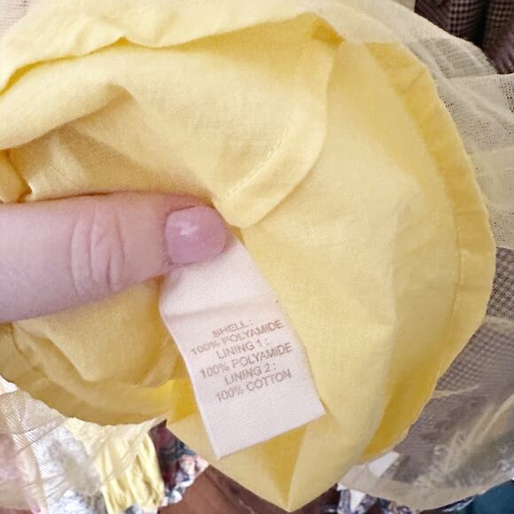 Anthro X Let Me Be Yellow Eyelet Tulle Mini Dress‎ women’s size XL NEW romantic - Picture 8 of 9
